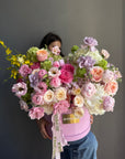 Flower Box “For Her, With Love” — roses, hydrangea, peonies, ranunculus, viburnum