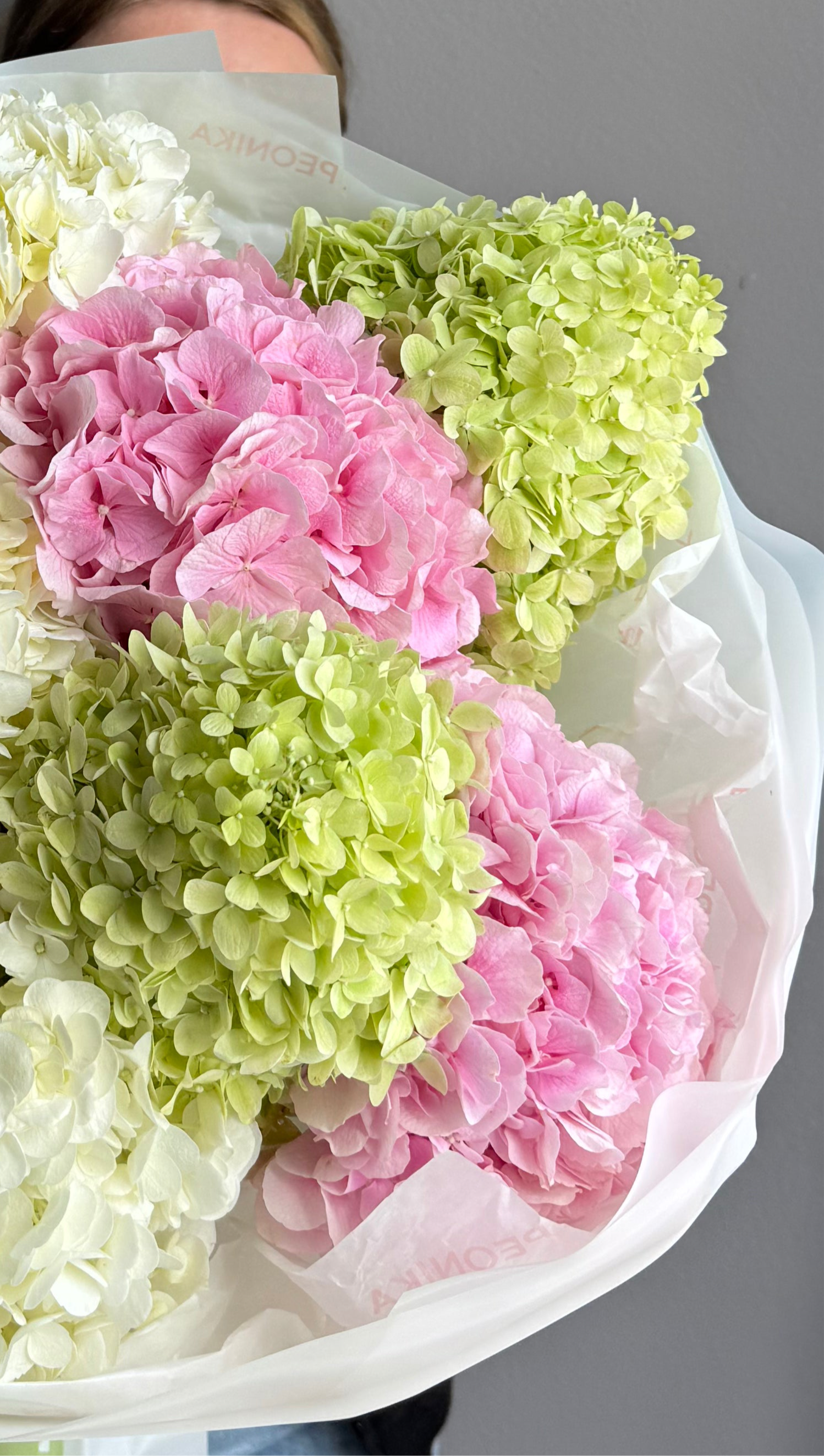 Bouquet "Hydrangea Lover" - pink, green and white hydrangeas