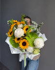 Bouquet “Daylight Garden” — peonies, sunflowers, anthuriums