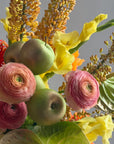 Flower Box “Object of Desire” — ranunculus, rose, anthurium, hydrangea, gerberas, decorative apple