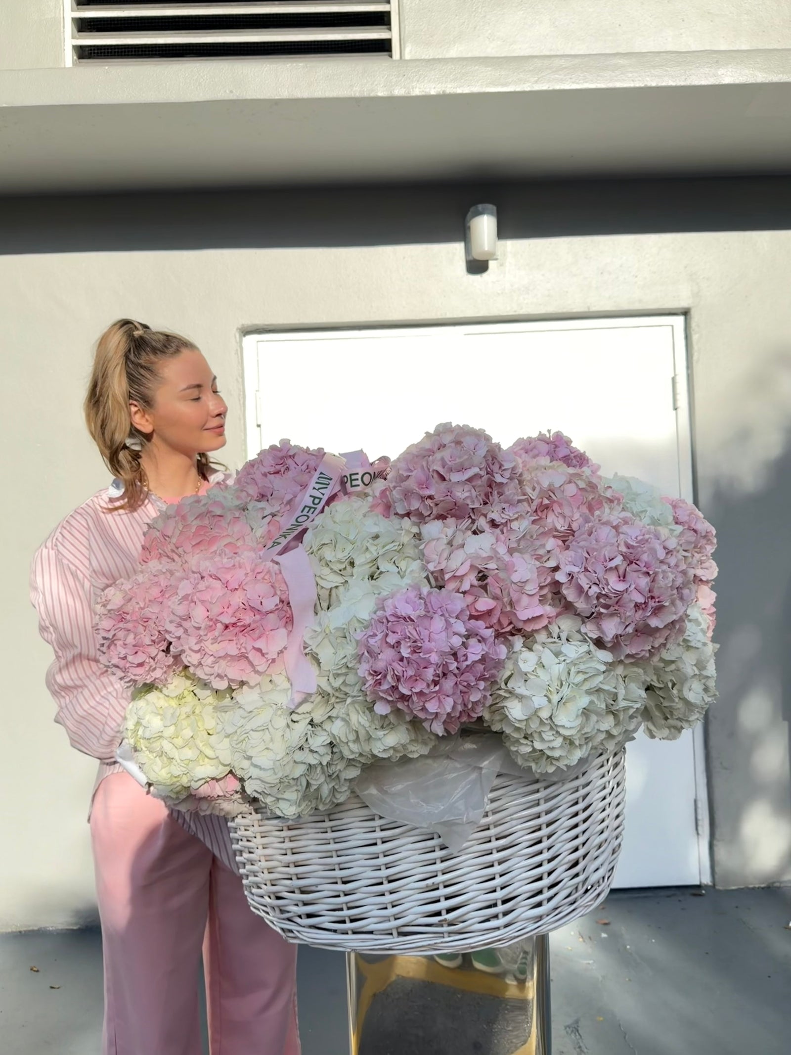 Flower Basket “Say Nothing. Send This” — hydrangeas
