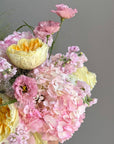 Flower Box “Sunny Side” — garden roses, hydrangea, daisies