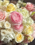 Flower Basket “Gentle Yes” — ranunculus, roses, hydrangea