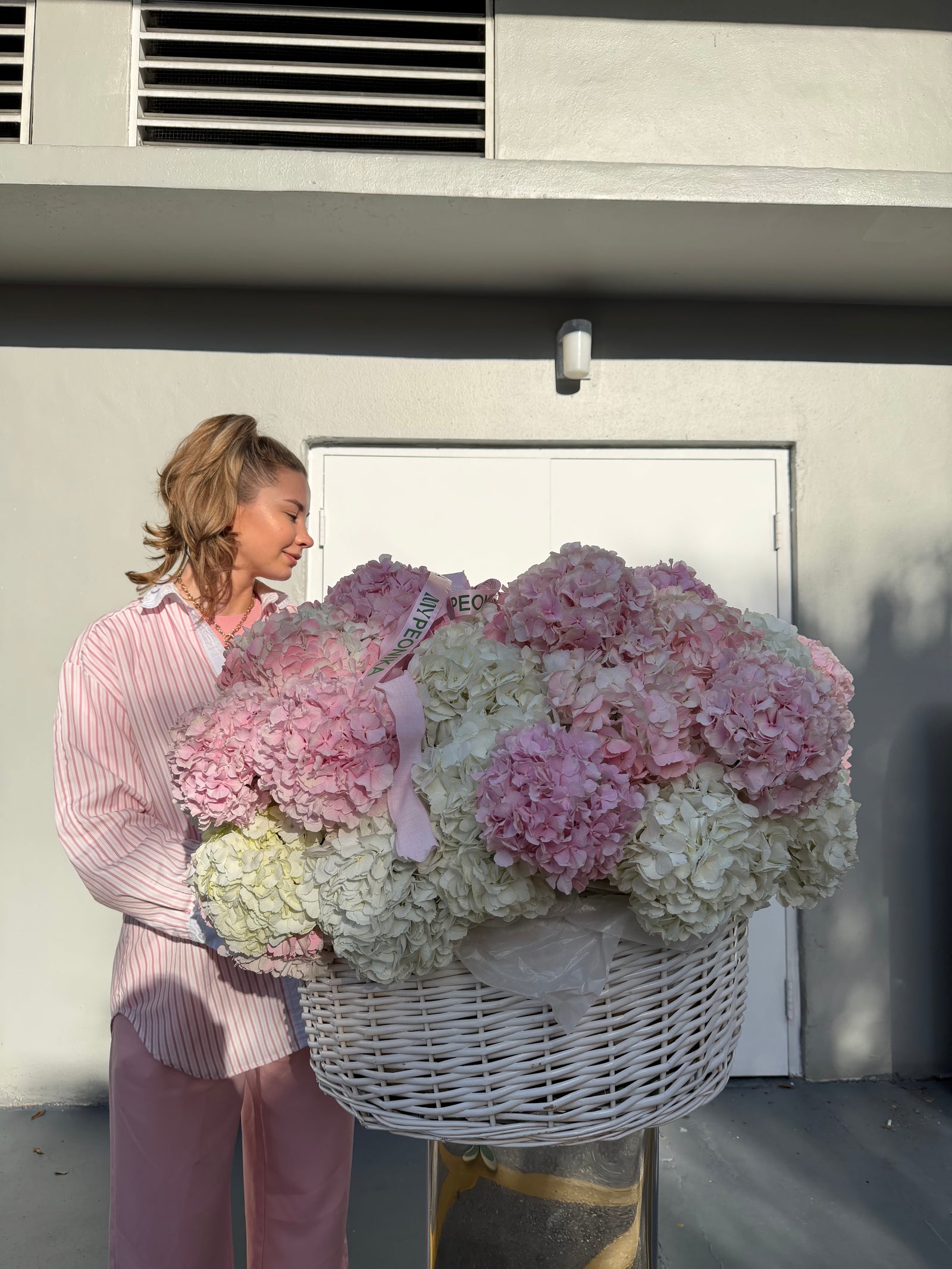 Flower Basket “Say Nothing. Send This” — hydrangeas