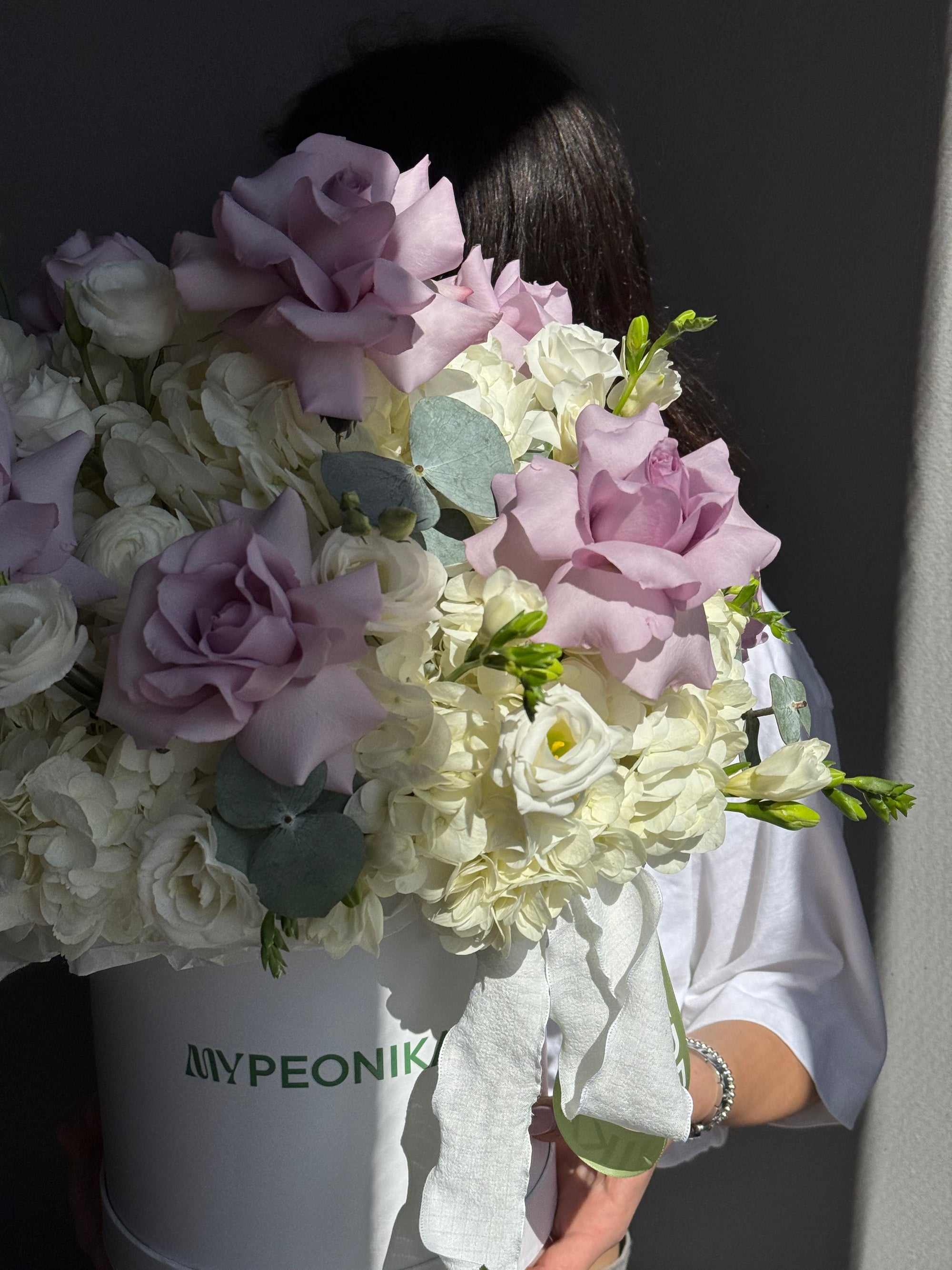 Flower Box “Lucid Dream” — hydrangea, eustoma, rose