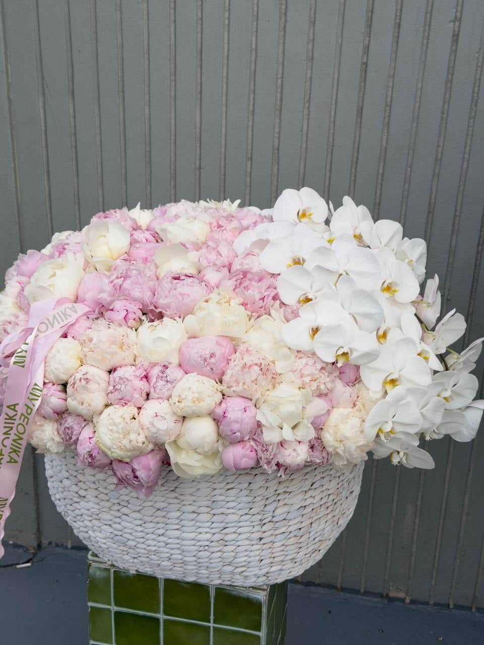 Flower Basket “Beyond Dreams” — peonies, orchids