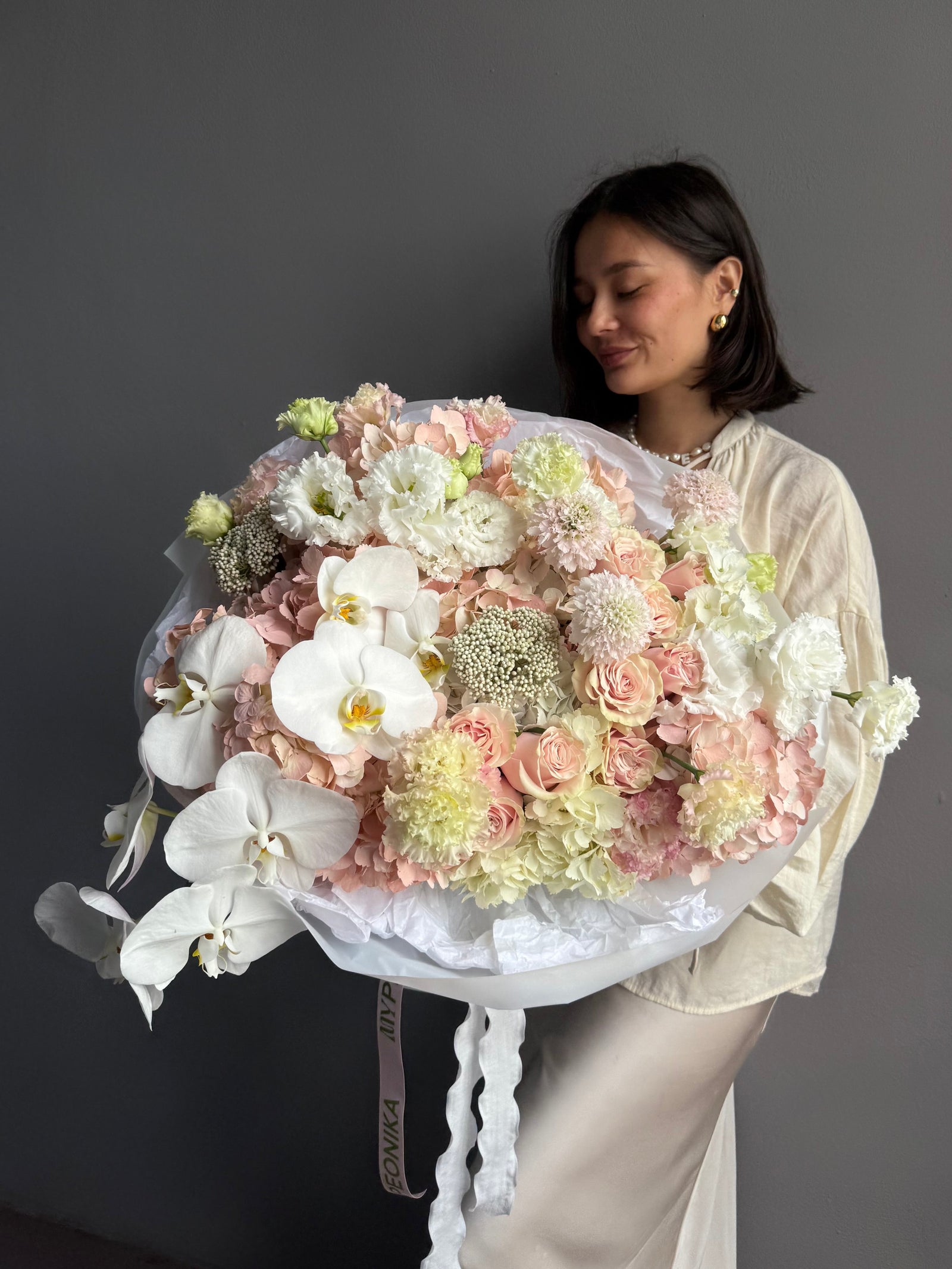Bouquet “Soft But Obsessed” — orchid, rose, hydrangea, lisianthus