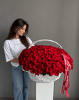Red Rose Handled Basket