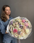 Bouquet "Cream Dream Team" - Ranunculuses, garden roses, stock