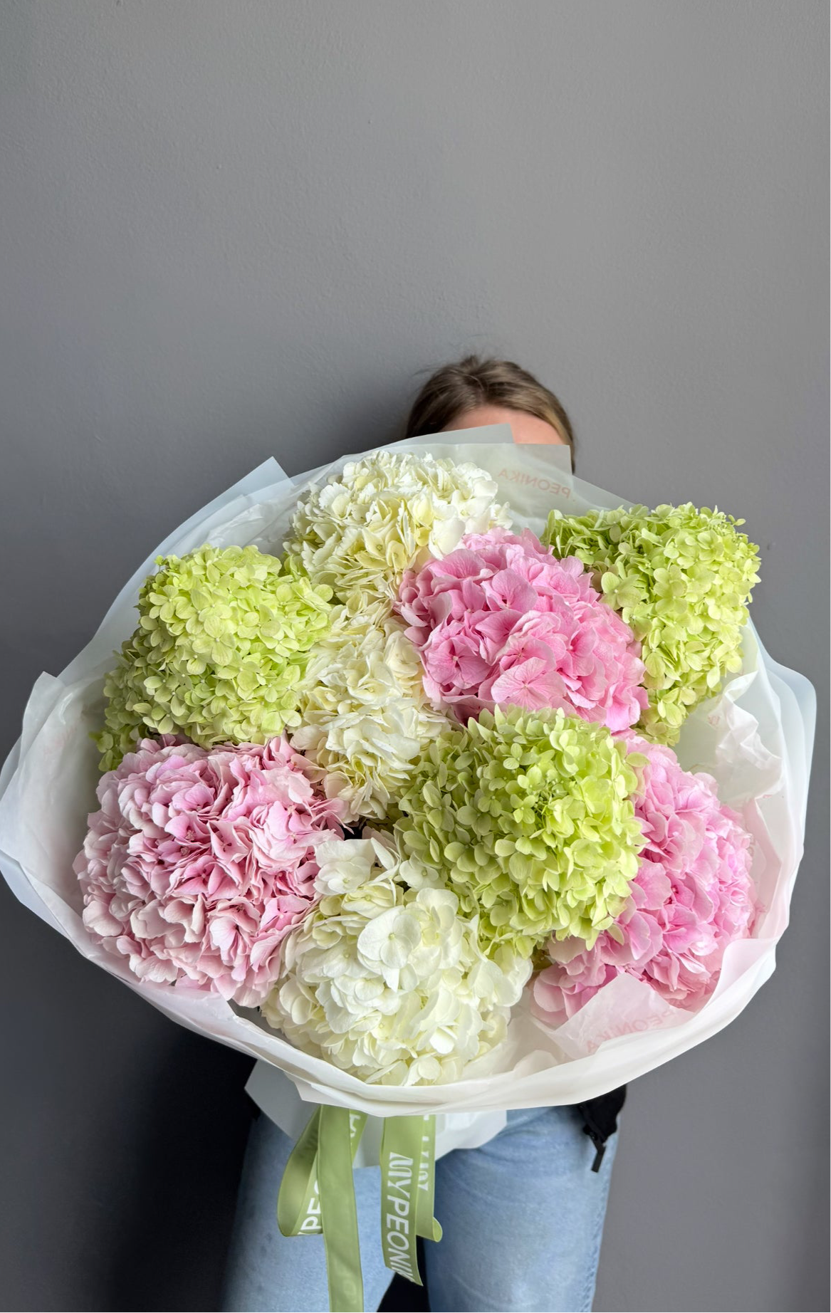 Bouquet "Hydrangea Lover" - pink, green and white hydrangeas