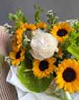 Bouquet “Daylight Garden” — peonies, sunflowers, anthuriums