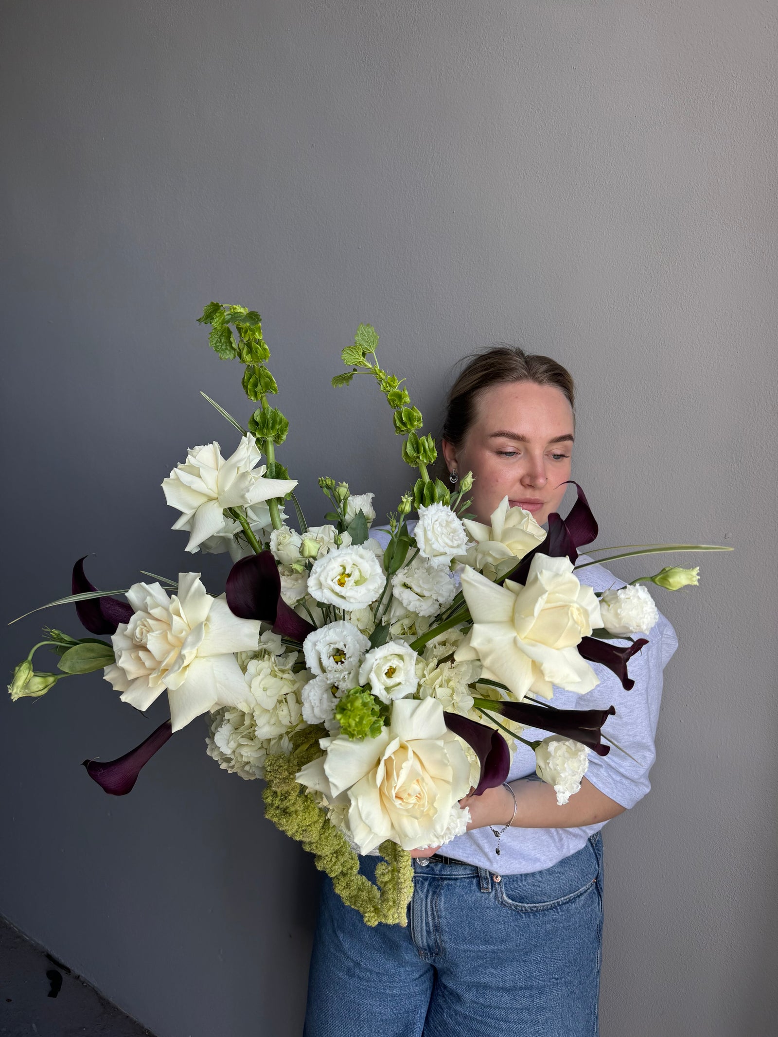 Interior Arrangement “Avant Garde” - calla, roses, lisianthus(ONLY MIAMI)
