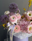 Flower Box “Spring Cutie” — ranunculus, hydrangea, roses, allium