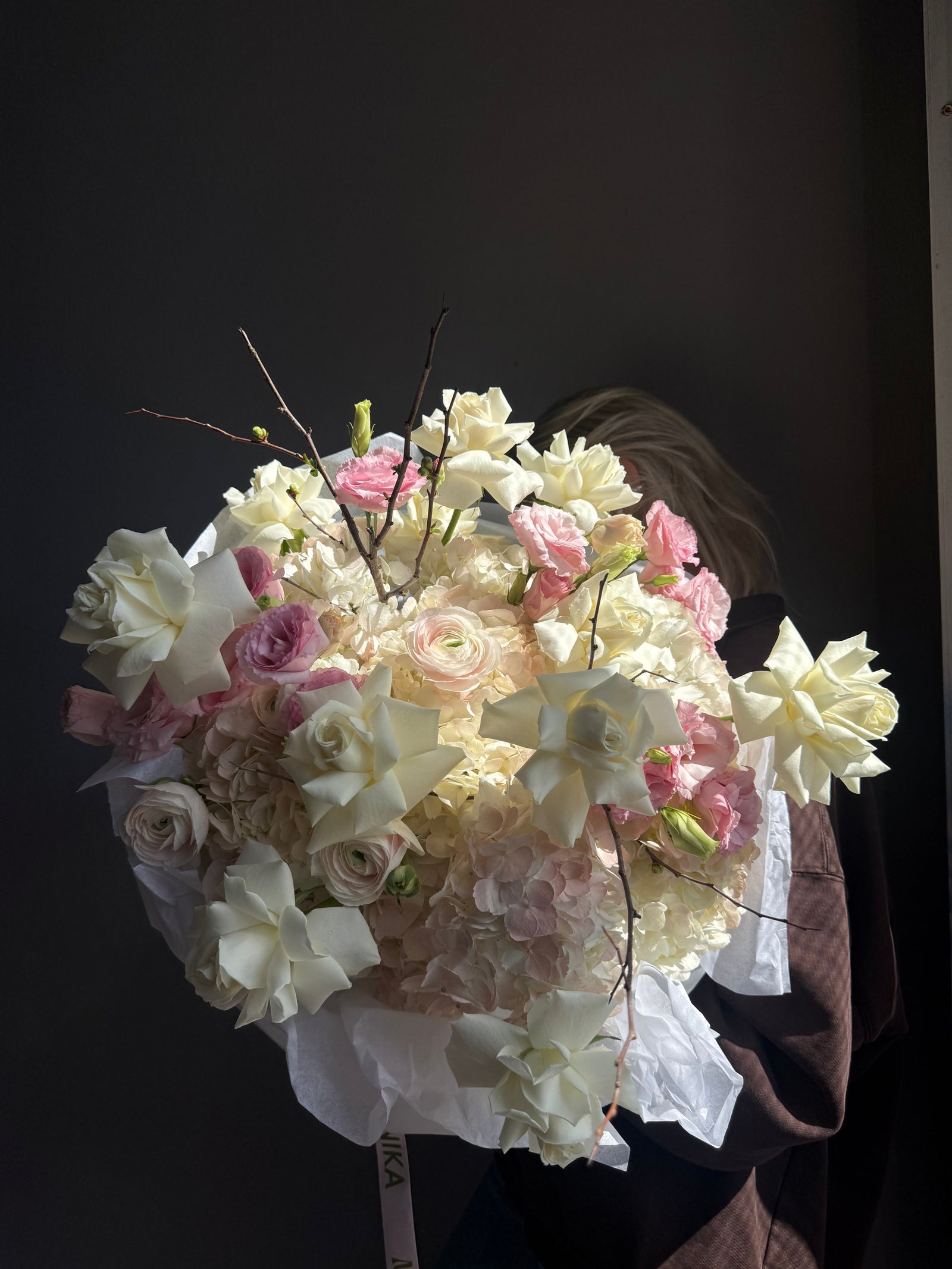 Bouquet “Angel Kiss” — ranunculus, roses, hydrangea