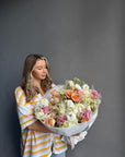 Bouquet "Petal Provocateur" - lisianthus, chamomile, hydrangeas, roses