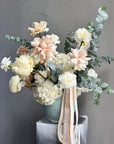 Interior Arrangement “Mint to Be” — hydrangeas, roses, peonies, eucalyptus, carnations