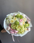 Bouquet “The Softest Thank You” — roses, hydrangea, peonies, ranunculus, veggie roses