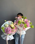 Bouquet “Always Yours” — roses, hydrangea, viburnum