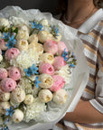 Bouquet “Thinking of You” — garden spray roses, dianthus, oxypetalum