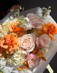 Bouquet “October Kiss” — hydrangea, roses, stock flowers