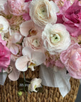 Flower Basket “The Way She Smiles” — roses, orchids, ranunculus