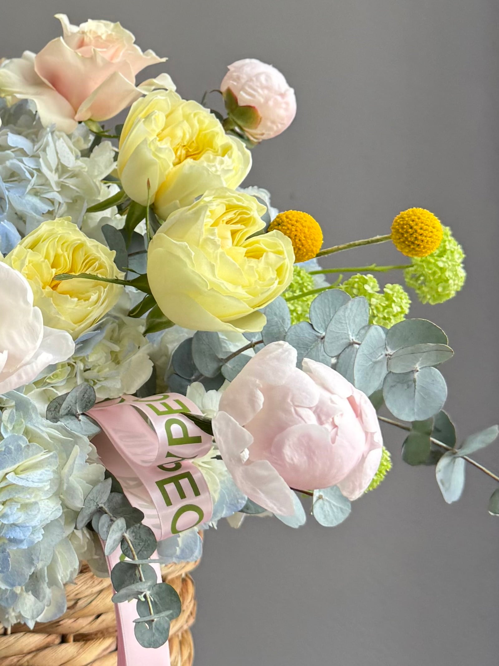 Flower Basket “Okay But This One” — peonies, hydrangea, roses