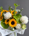Bouquet “Daylight Garden” — peonies, sunflowers, anthuriums