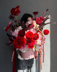 Flower Box “Hotline” — roses, anthurium, ranunculus, calla lilies, hydrangeas