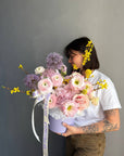 Flower Box “Spring Cutie” — ranunculus, hydrangea, roses, allium