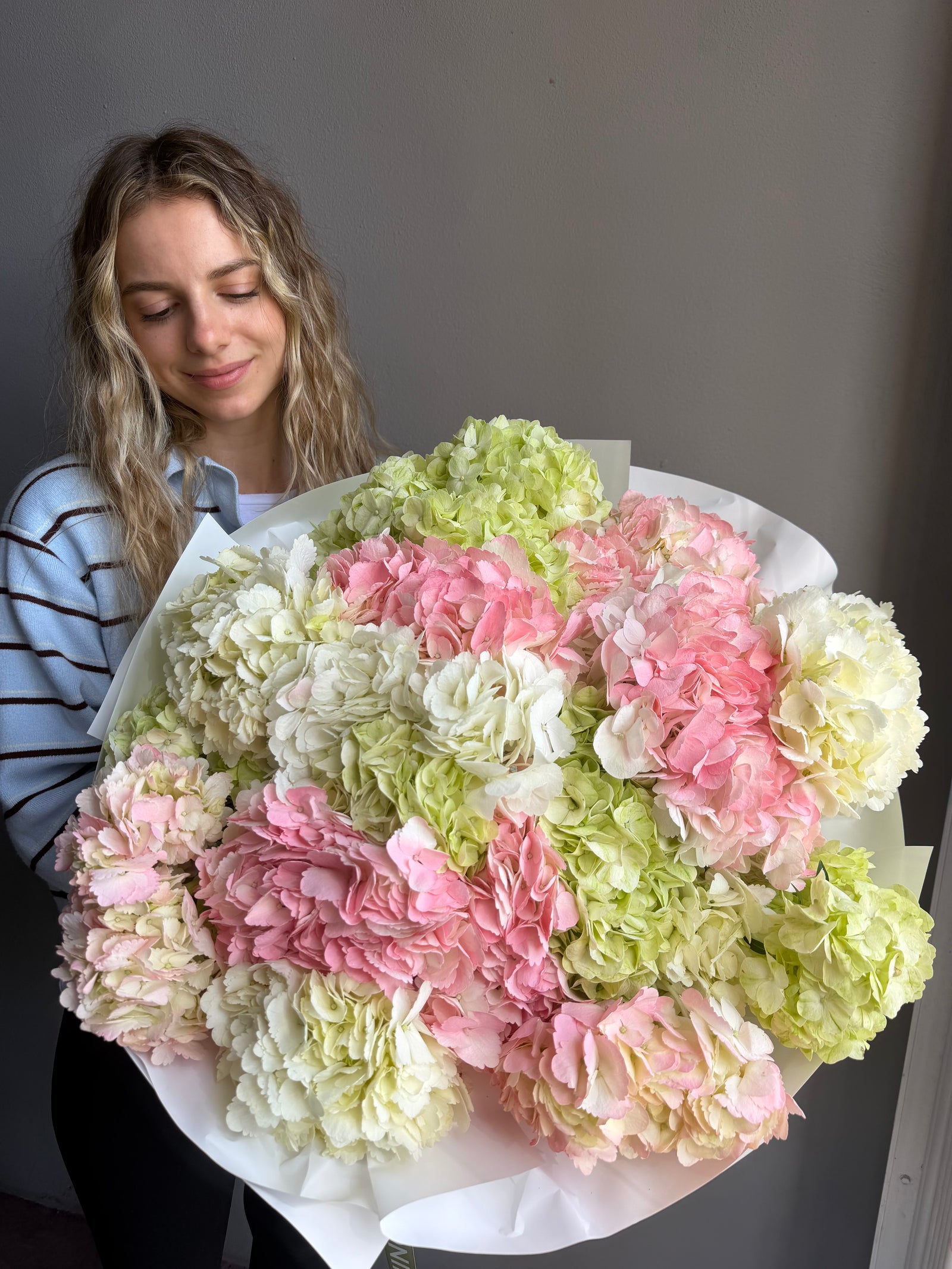 Bouquet "Hydrangea Lover" - pink, green and white hydrangeas