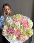 Bouquet "Hydrangea Lover" - pink, green and white hydrangeas