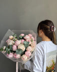 Bouquet "Forever Sarah Bernhardt" - peonies, eucalyptus