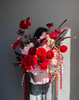 Flower Box “Hotline” — roses, anthurium, ranunculus, calla lilies, hydrangeas