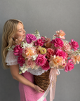 Flower Basket “Candy Crush” - french roses, ranunculuses