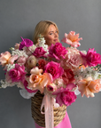 Flower Basket “Candy Crush” - french roses, ranunculuses