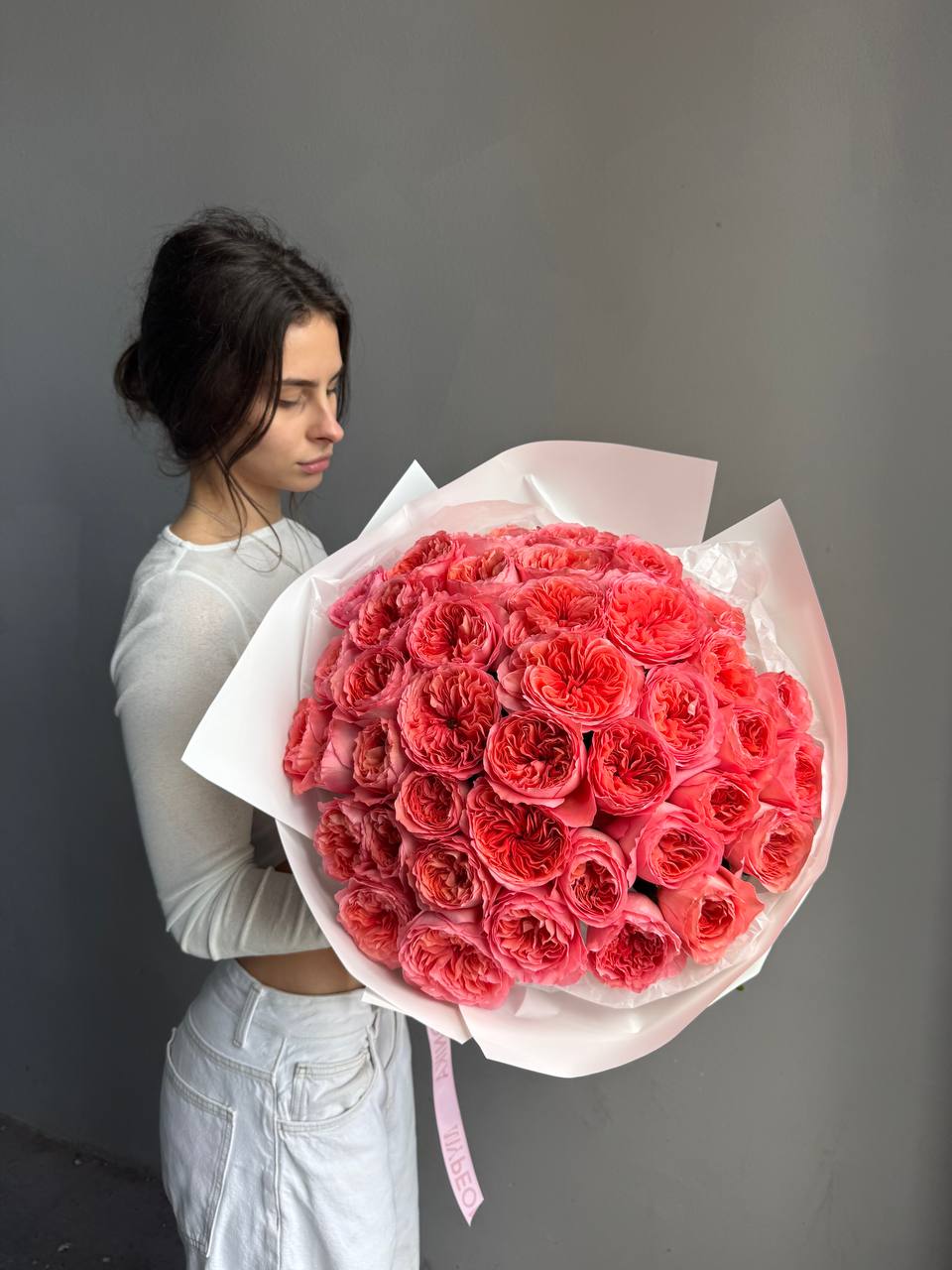Bouquet "Pink Expression" - 40 pink garden roses