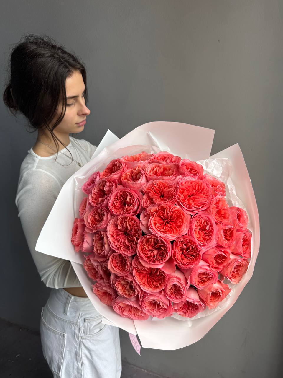 Bouquet "Pink Expression" - 40 pink garden roses