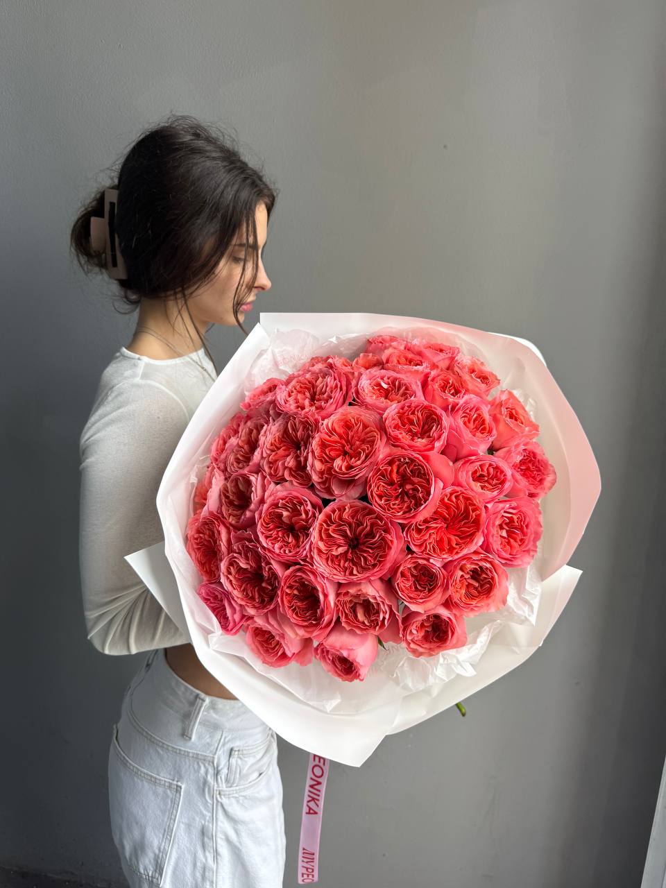Bouquet "Pink Expression" - 36 pink garden roses