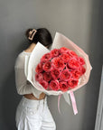 Bouquet "Pink Expression" - 20 pink garden roses