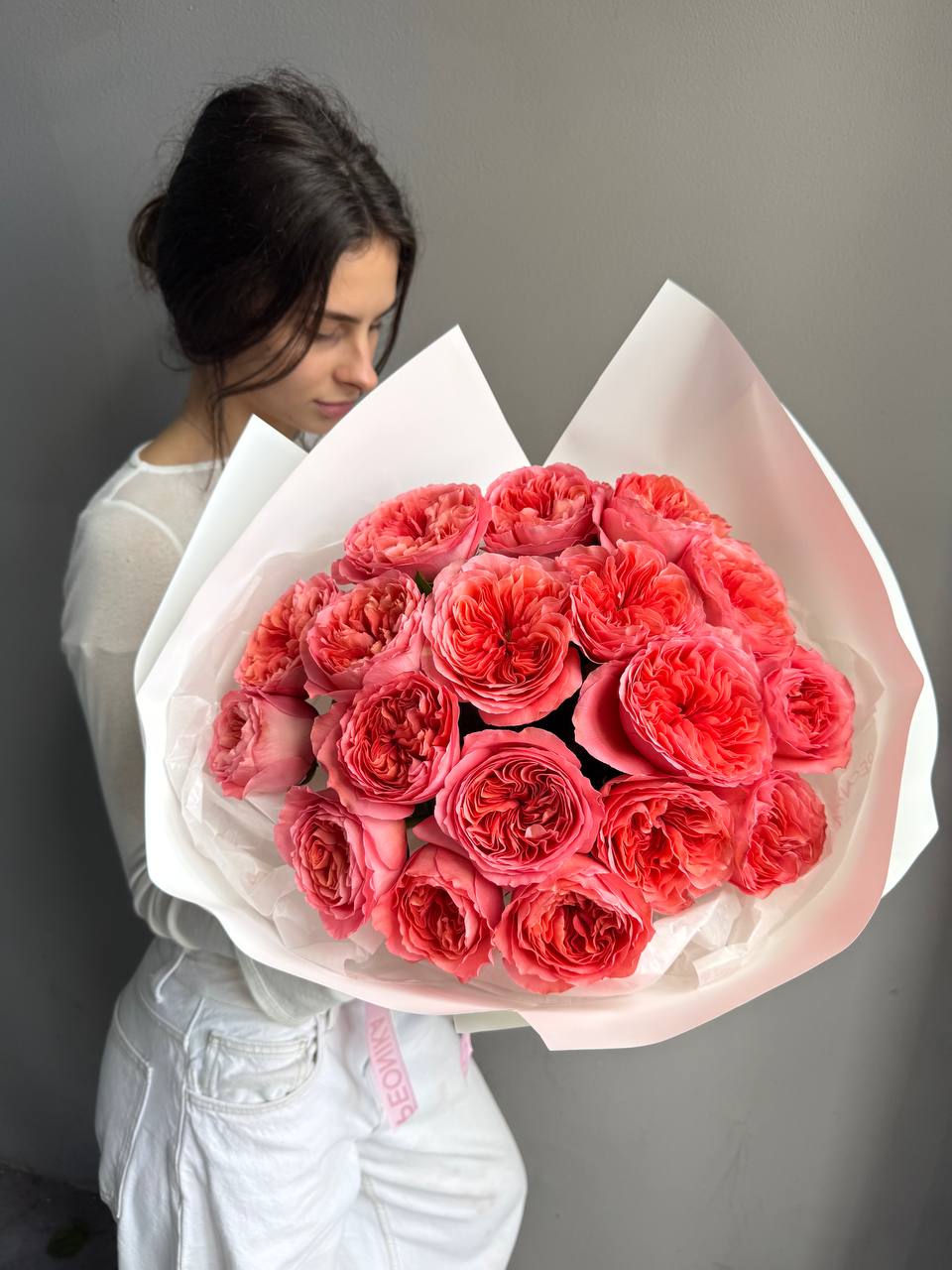 Bouquet "Pink Expression" - 18 pink garden roses