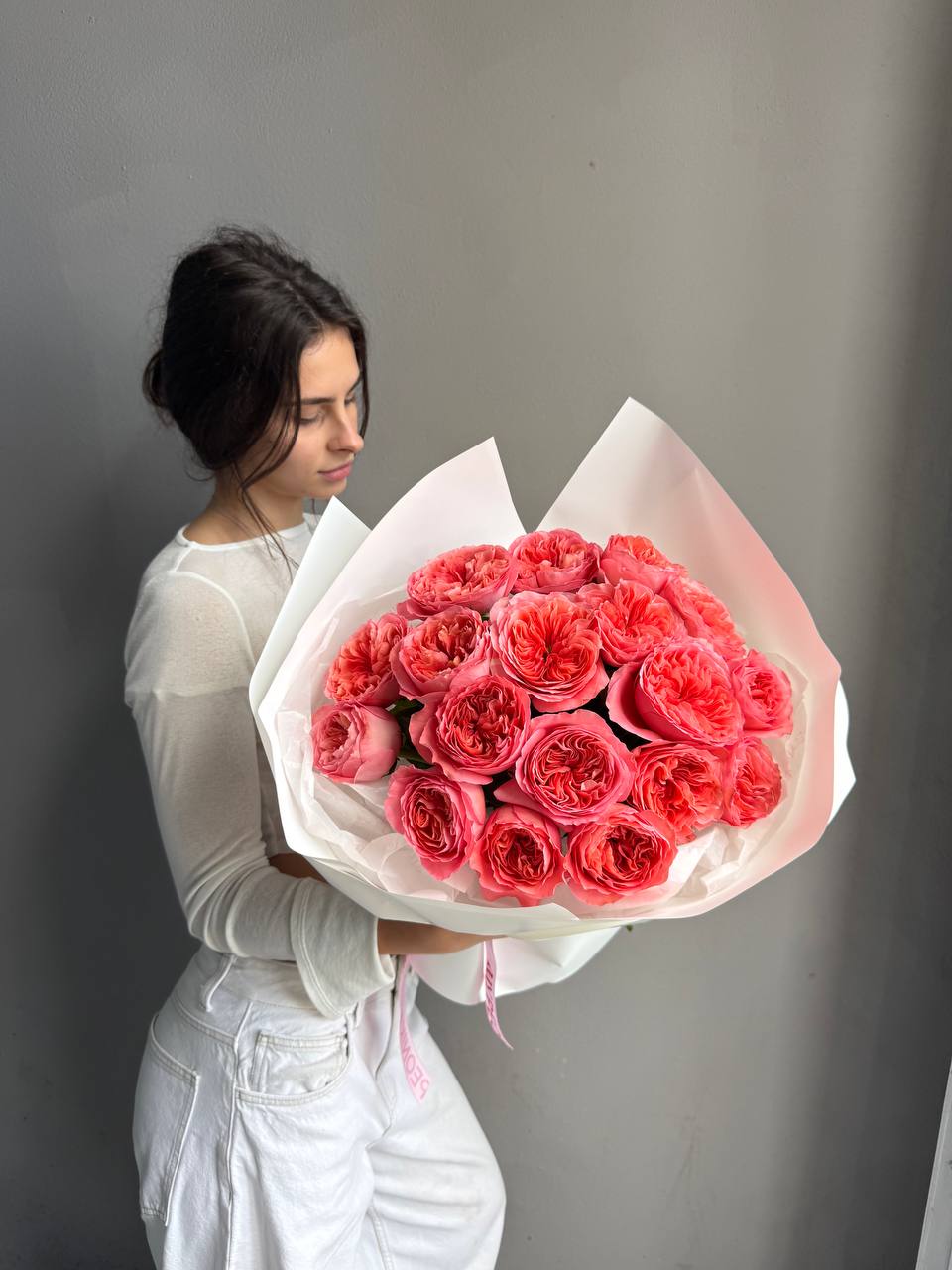 Bouquet "Pink Expression" - 18 pink garden roses