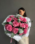 Bouquet “Pink Promise” - garden roses with eucalyptus