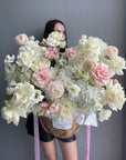 Flower box “Angel's cheeks” - french roses, ranunculuses