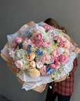 Bouquet "Moonlight Kiss" - lisianthus, peony roses, ranunculus