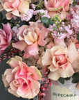 Flower box "Amour de Roses" - French roses, stock, hydrangeas