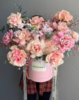 Flower box "Amour de Roses" - French roses, stock, hydrangeas