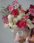 Flower box “Barbie's dream” - garden roses, ranunculuses