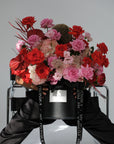 Flower box “Fallen angel” - garden roses, hydrangeas, anthuriums