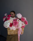 Flower basket “Pink Is My Power Color" - roses, hydrangeas
