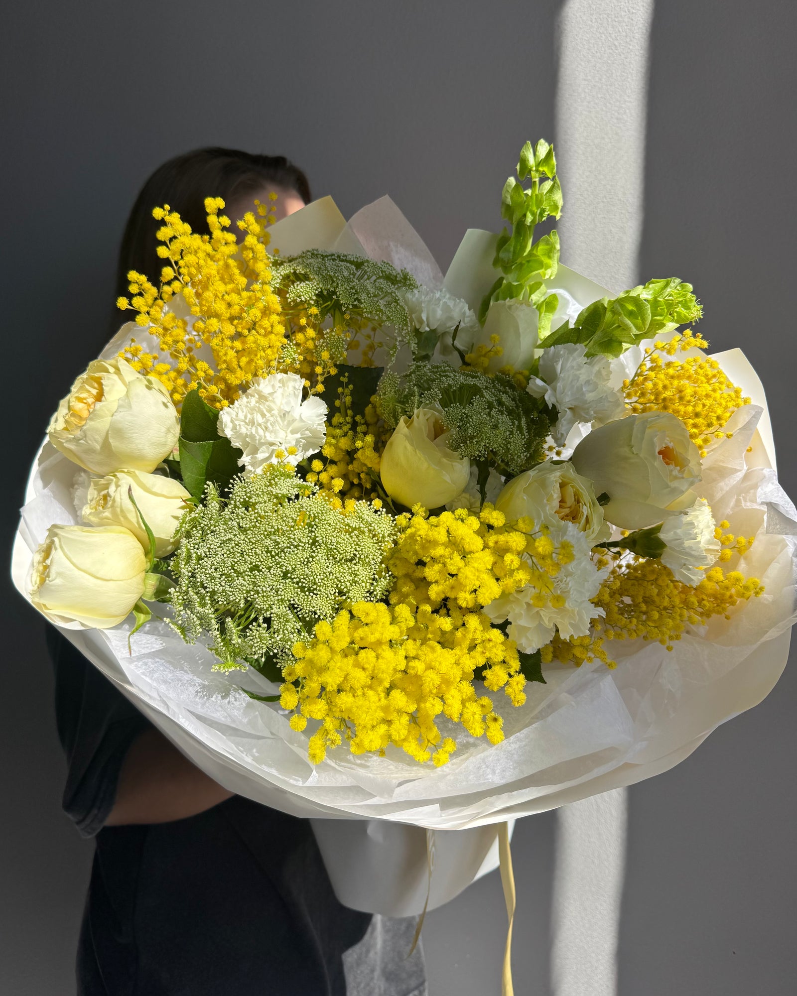 Bouquet "Mellow Yellow" - mimosa, roses